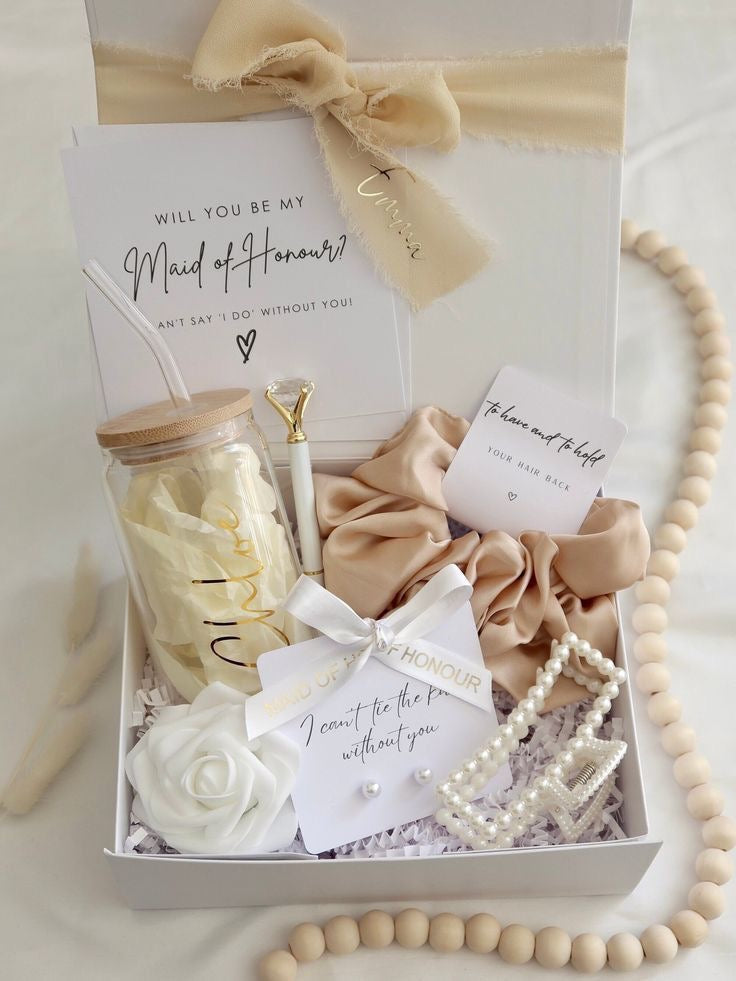 Cream & Gold Maid of Honour Proposal Box