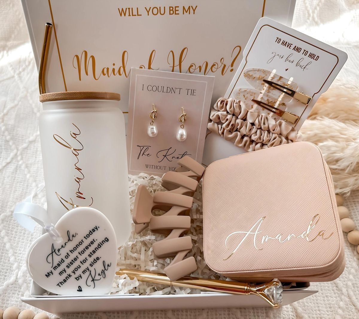 Classic Neutrals Maid of Honor Proposal Box